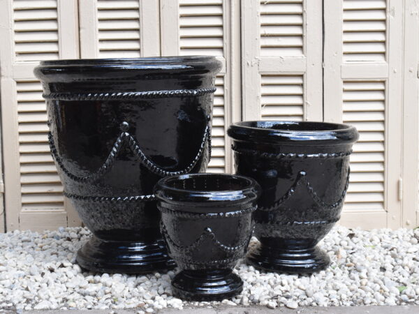 Black Glaze Anduze Gurilande Style Pot