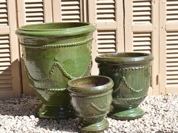 Olive Green Glaze Anduze Gurilande Style Pot
