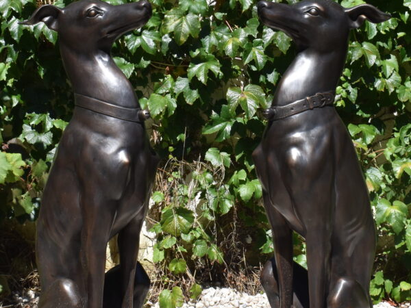 a pair of bronze Whippets