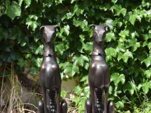 a pair of bronze Whippets