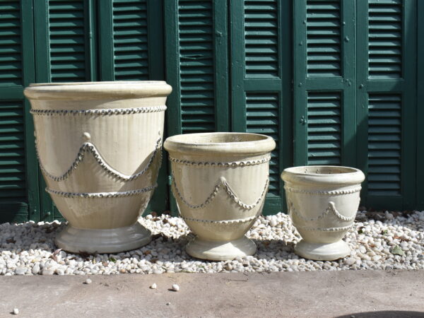 Cream Glaze Anduze Gurilande Style Pot