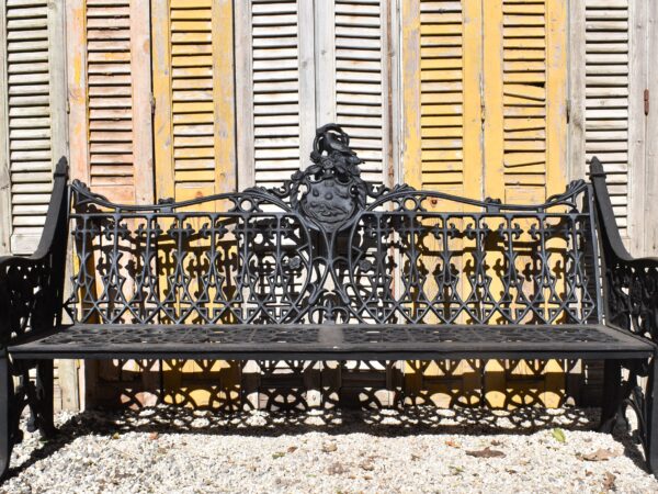 A Gothic pattern Coalbrookdale style cast iron bench