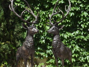 Left and Right Facing Bronze Stags