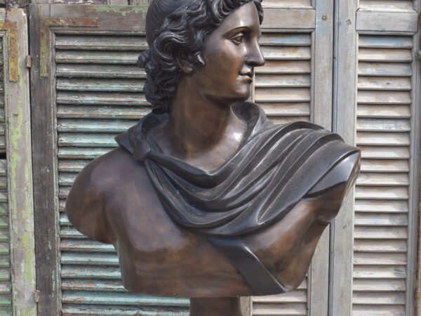 A bronze bust of Apollo