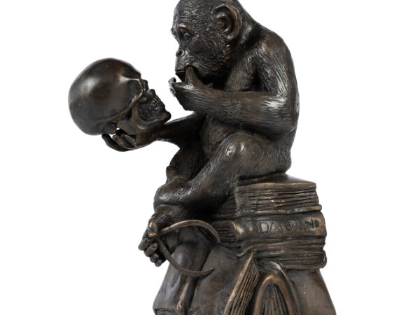 A bronze monkey statue