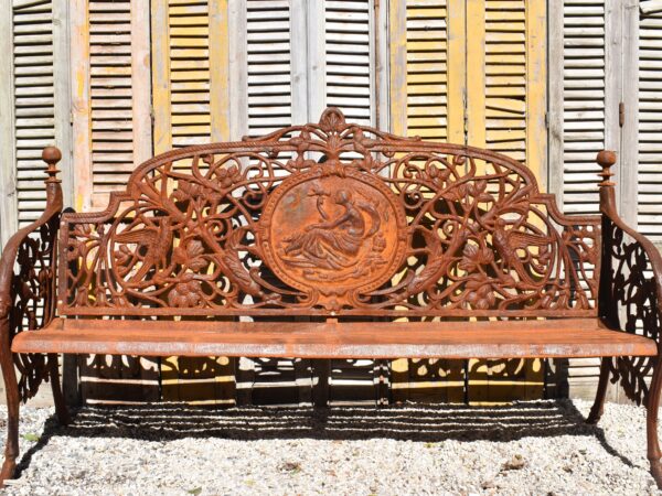 a large cast iron Coalbrookdale style Medallion pattern bench,