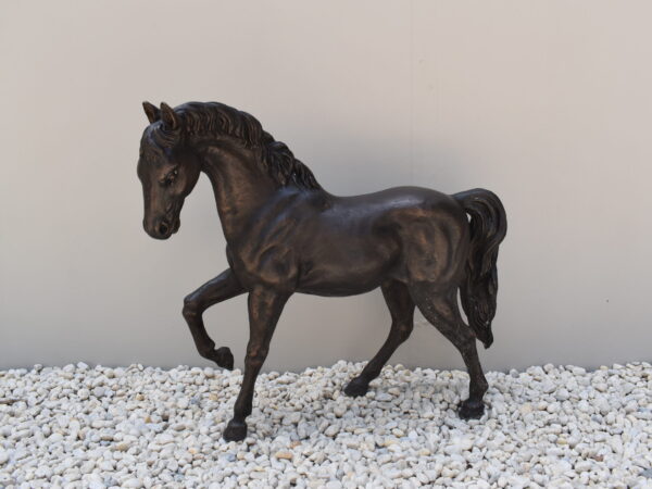 A bronze sculpture of a horse,