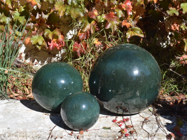 Mint Green glazed ceramic spheres with flat bottom