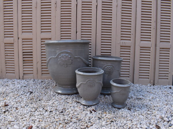 Grey glazed Anduze style urns
