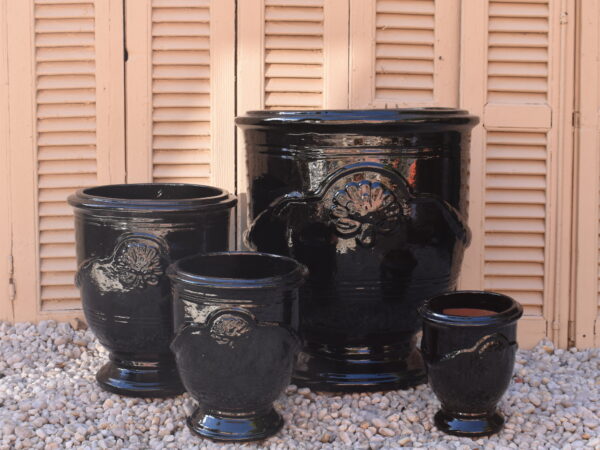 Black glazed Anduze style urns