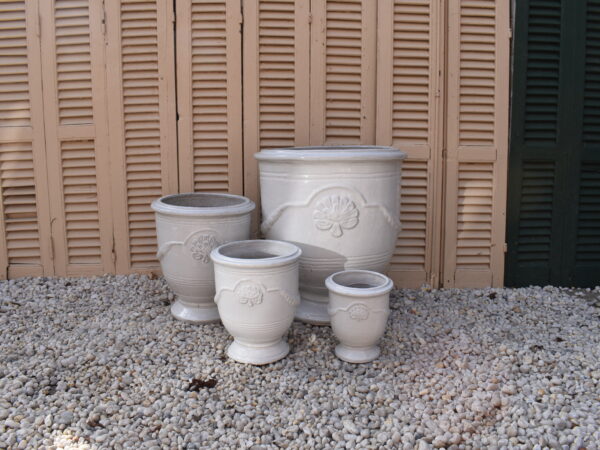 White glazed Anduze style urns
