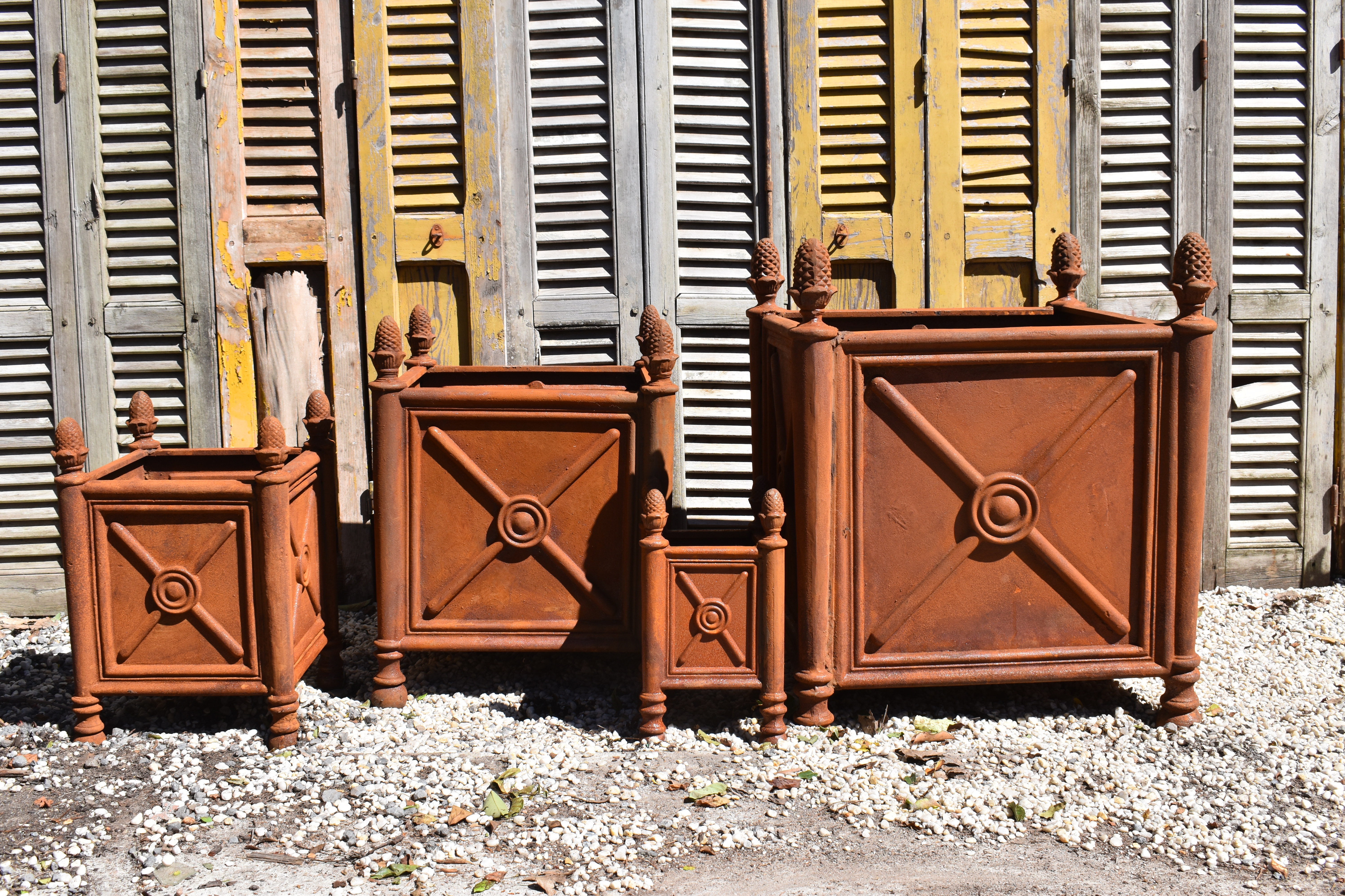 Rust Heavy cast iron Versailles style planter boxes